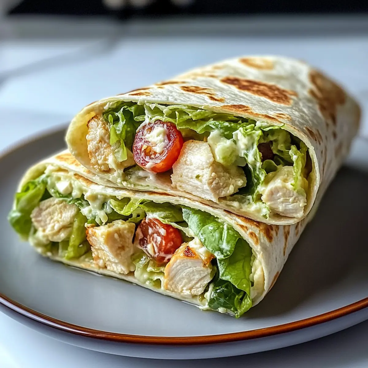 Gehackter Hähnchen-Caesar-Salat-Wrap im Handumdrehen