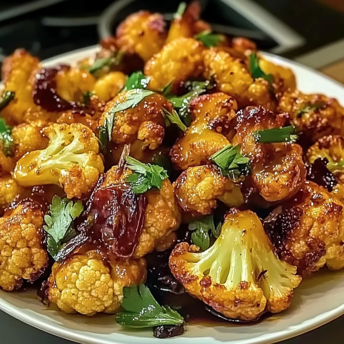 Frittierte Blumenkohl mit Honig-Curry für Genuss