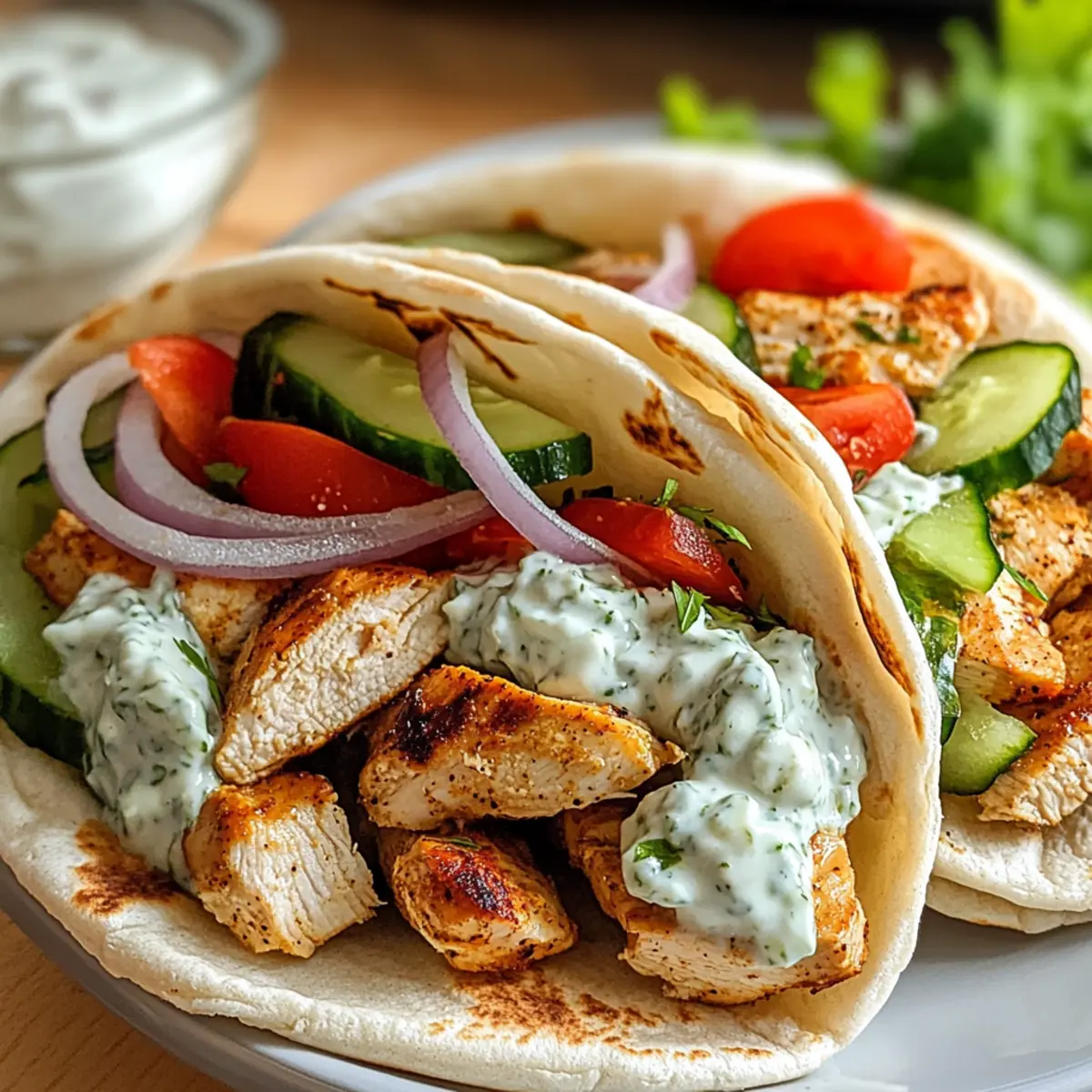 Griechische Hähnchen-Pitas mit Tzatziki & Feta schnell entdecken