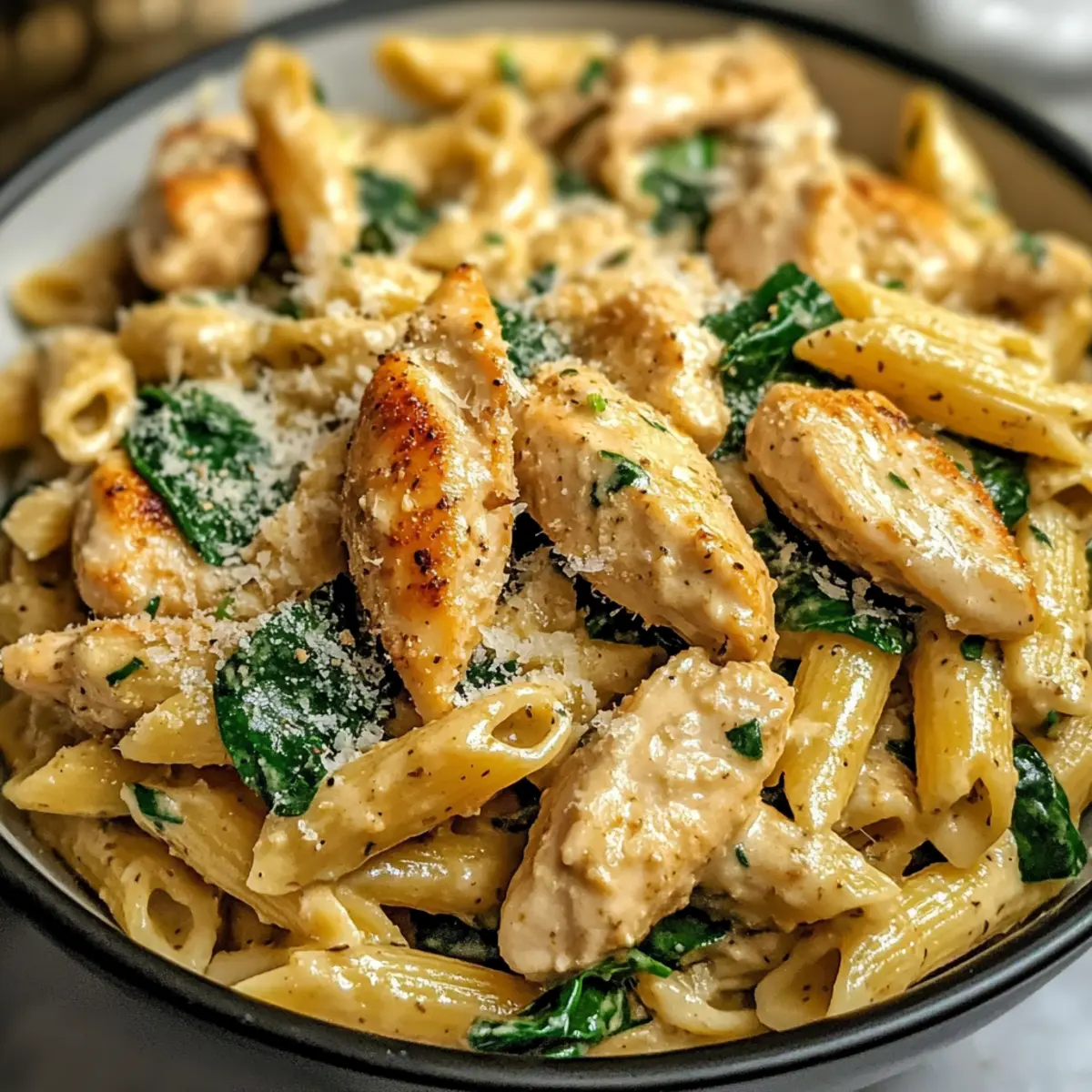 Gesunde Knoblauch-Parmesan-Hühnchen-Pasta-Rezept