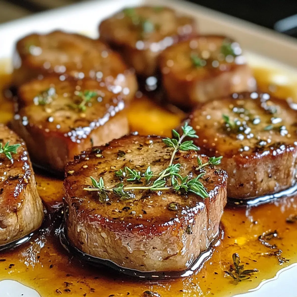 Honig-Knoblauch-Glasierte Schweinefilet-Medaillons Rezept