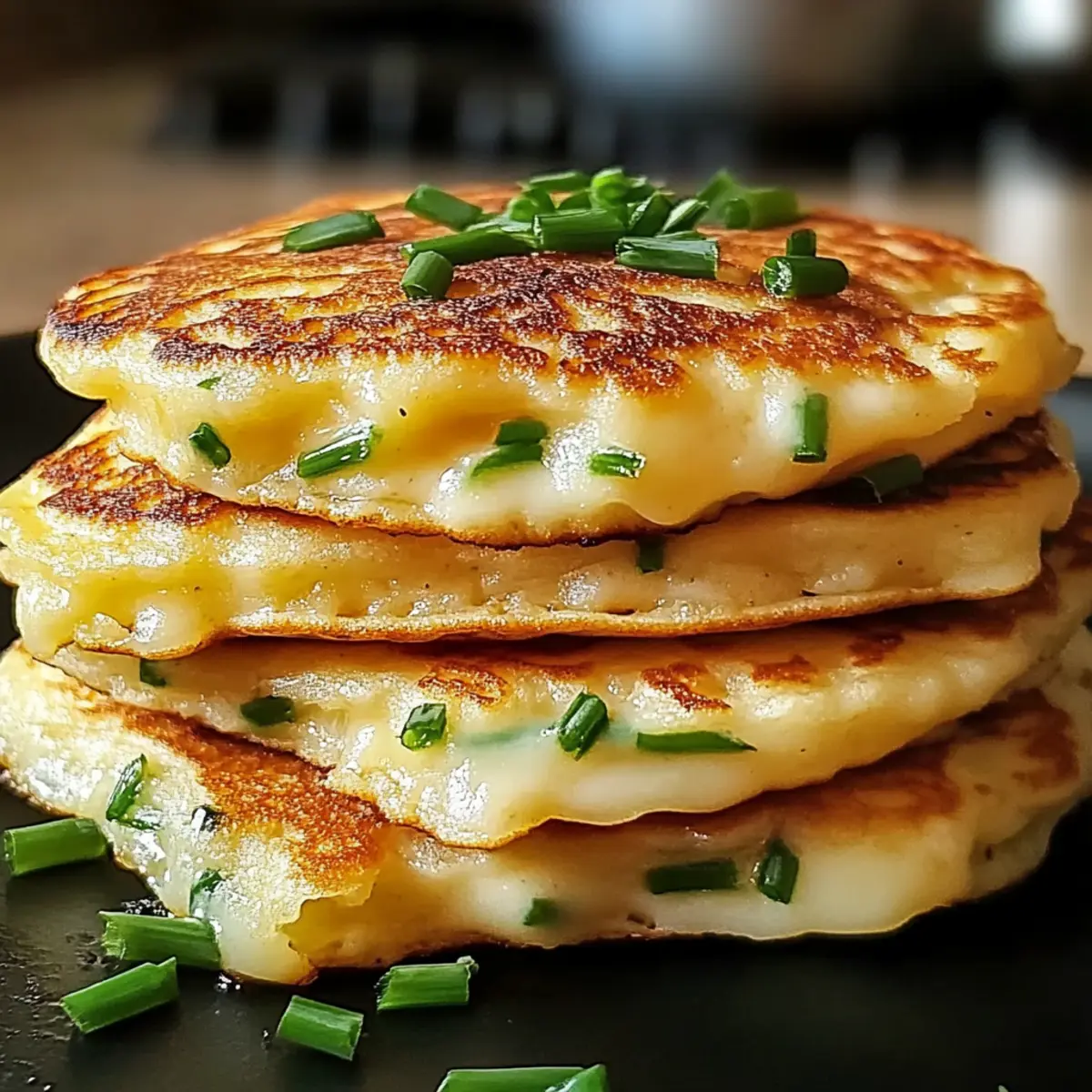 Käse und Schnittlauch Pfannkuchen für jeden Tag