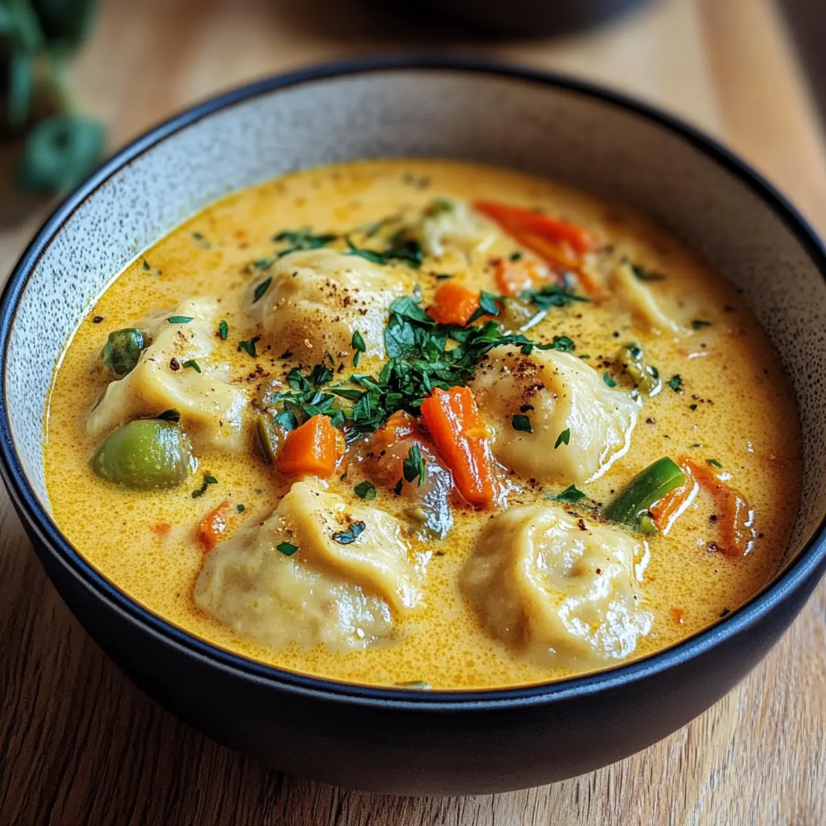 Kokos-Curry-Suppe mit Knödeln für Gemütliche Abende