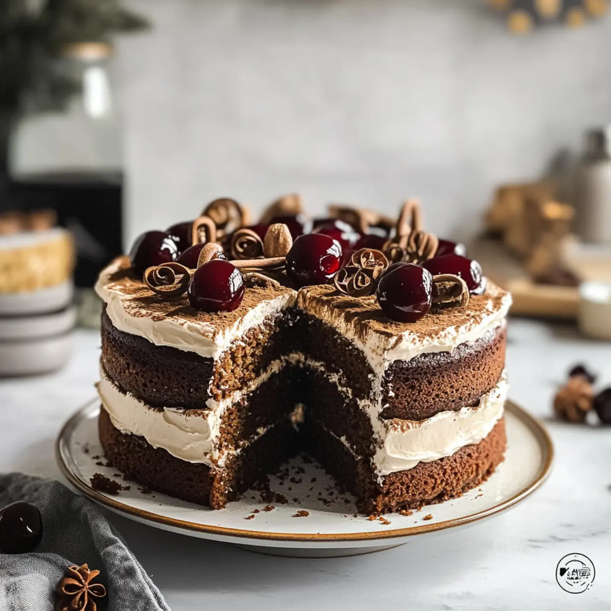 Lebkuchen Torte mit Kirschen für Festtage