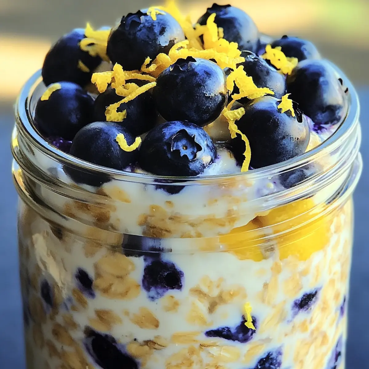 Zitronen-Blaubeer-Übernacht-Haferflocken Gesundheitskick