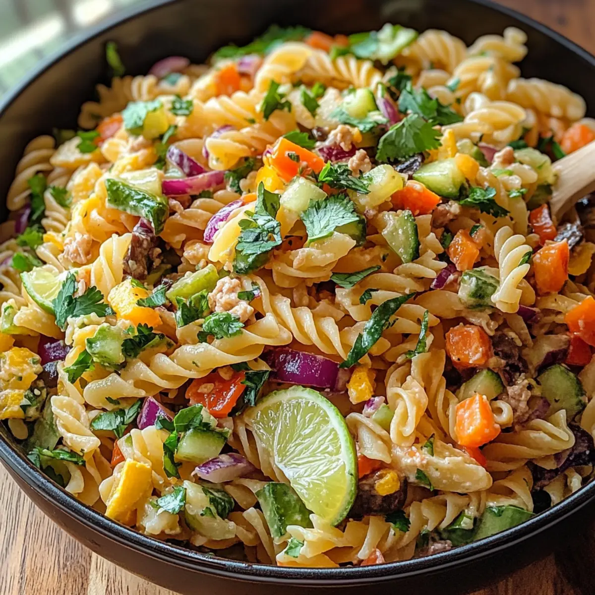 Limetten Crunch Nudelsalat für erfrischende Sommertage