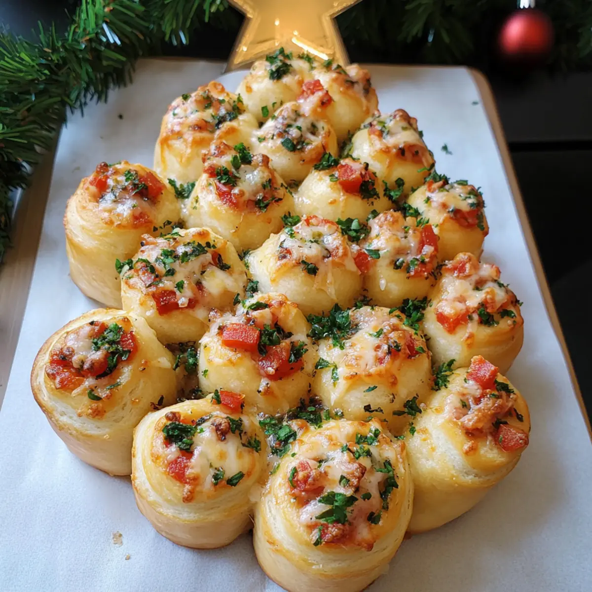 Pizzabrötchen-Tannenbaum-Rezept für festliche Snacks