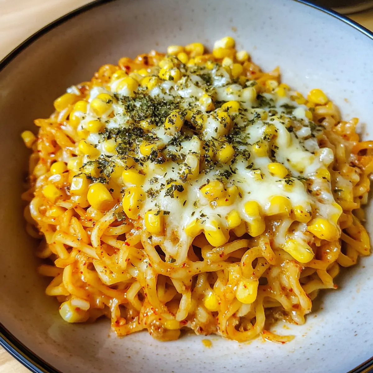 Scharfe Nudeln mit koreanischem Maiskäse für Anfänger