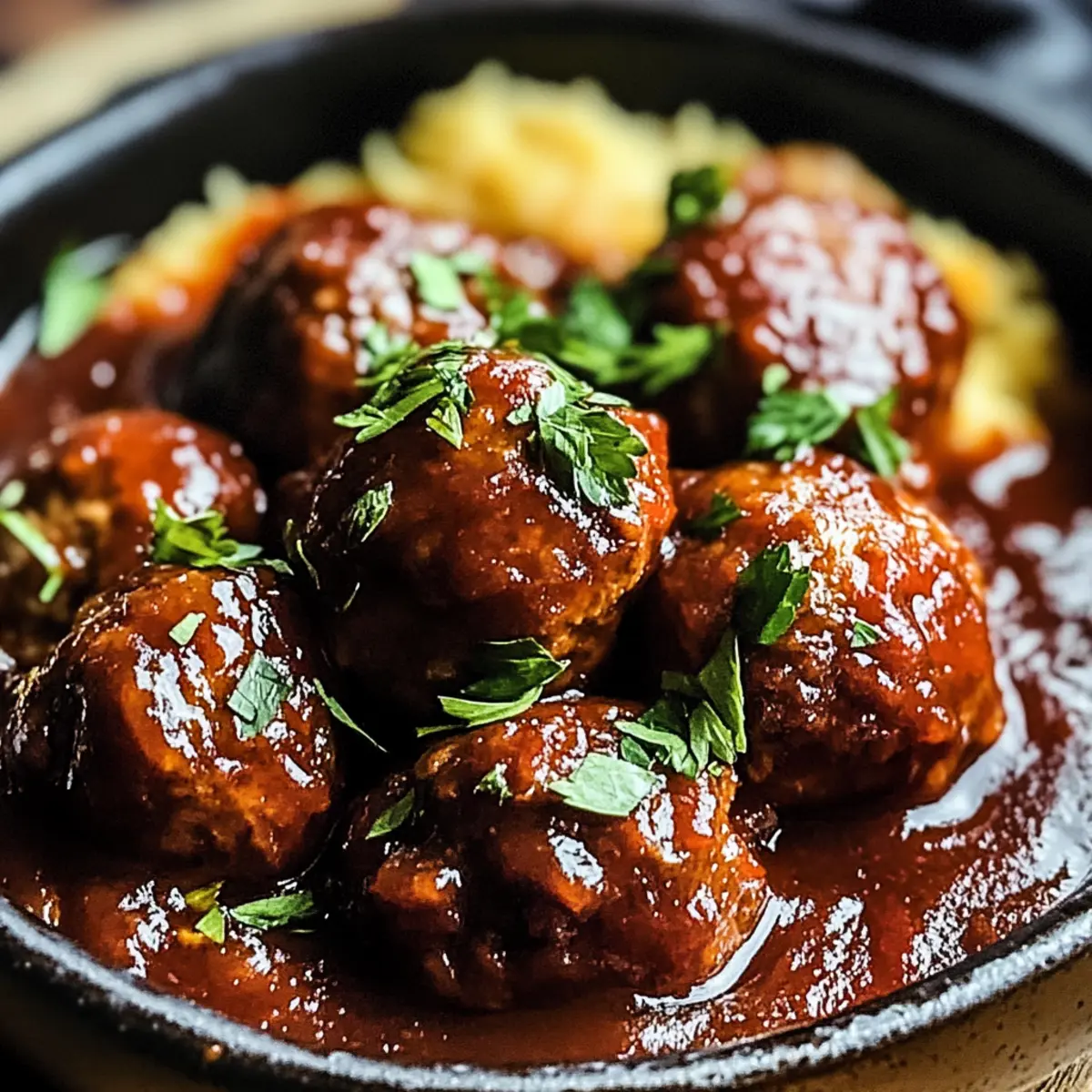 Tiefaromatische geschmorte Rinder-Fleischbällchen genießen