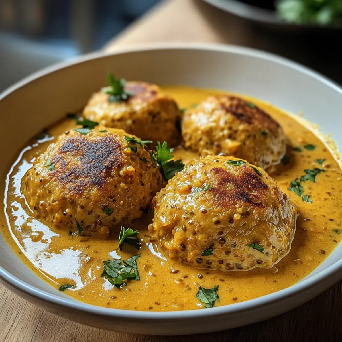Vegane Linsenknödel in Curry-Sauce für Feinschmecker