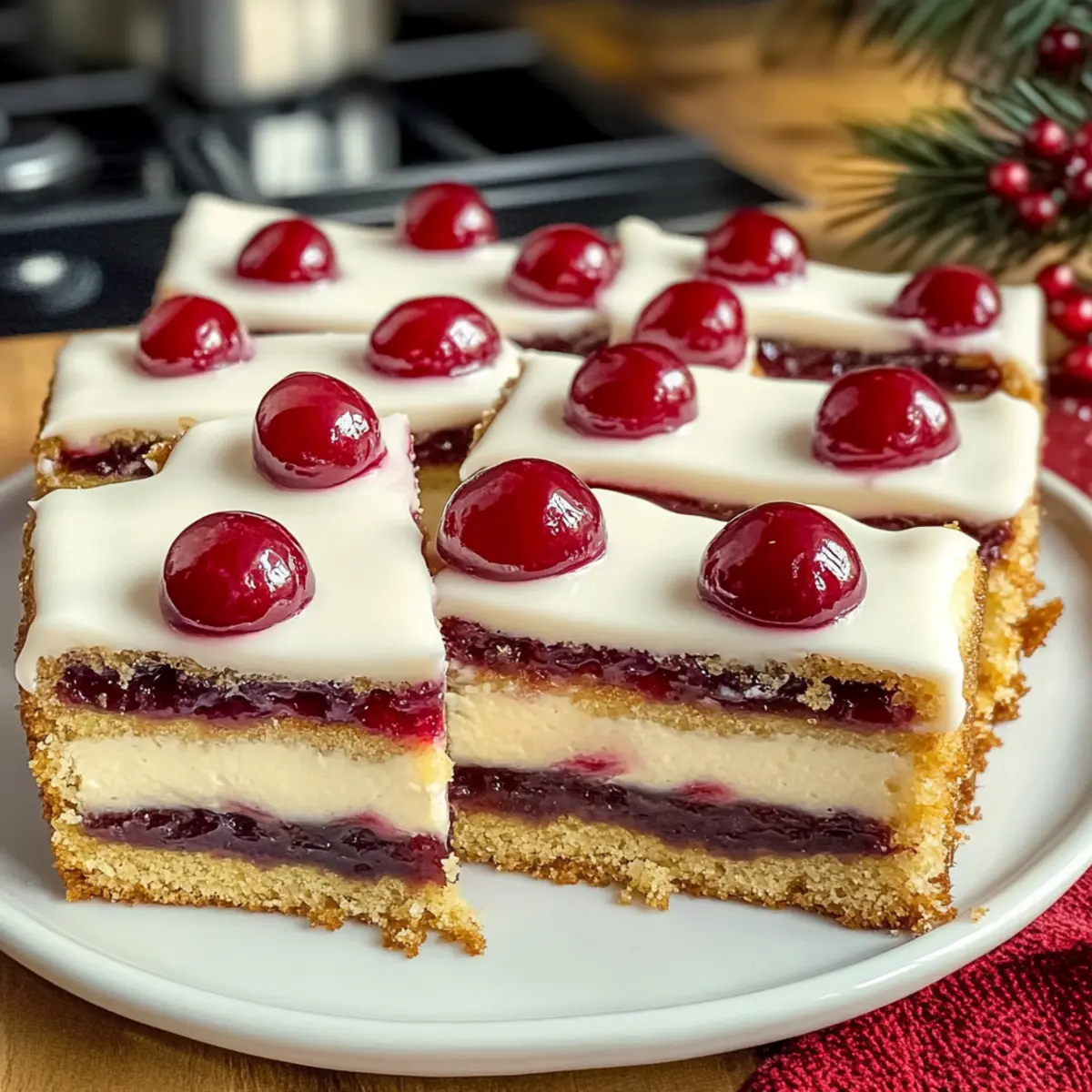 Weihnachtlicher Blechkuchen mit Kirschmarmelade