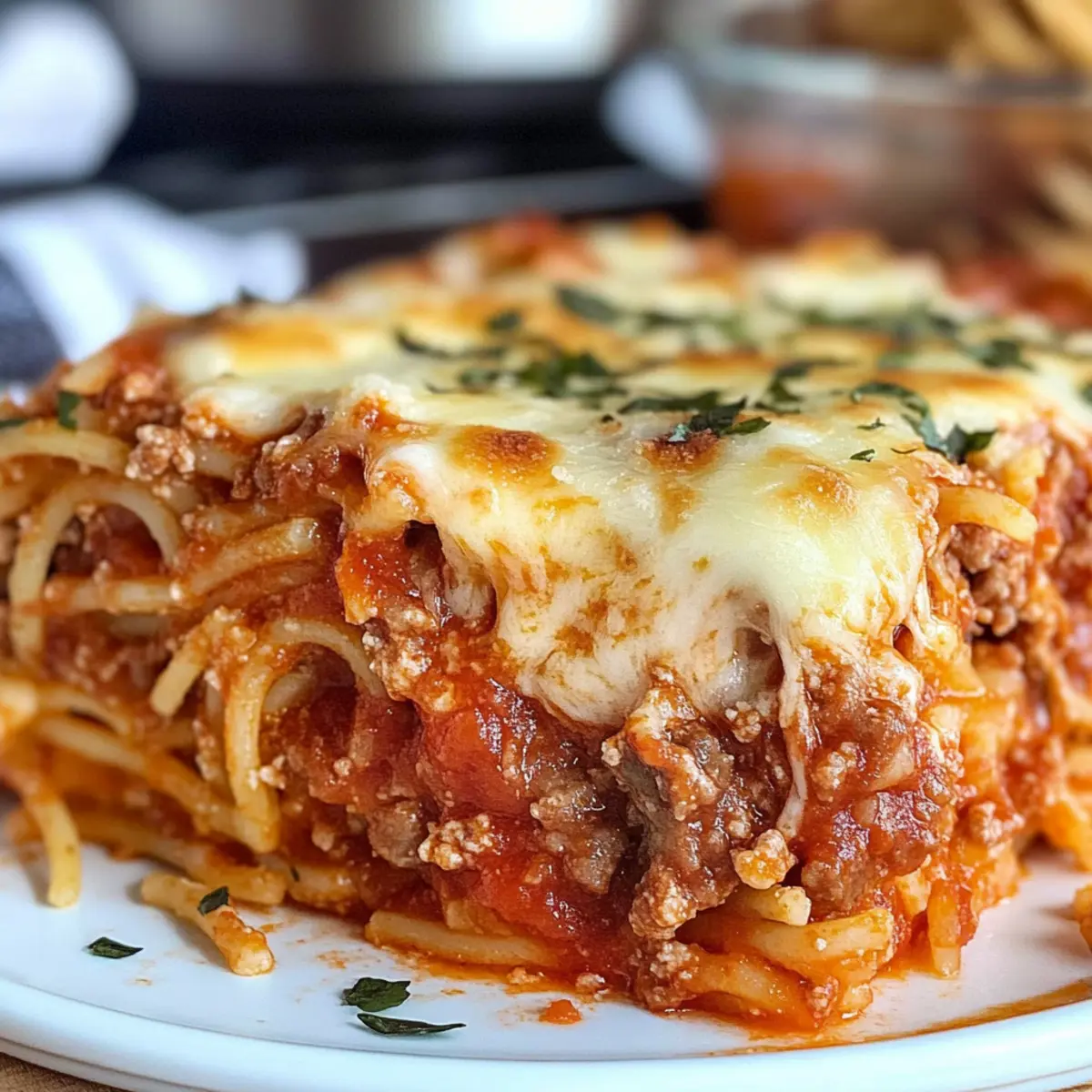 Überbackene Spaghetti Auflauf für die ganze Familie