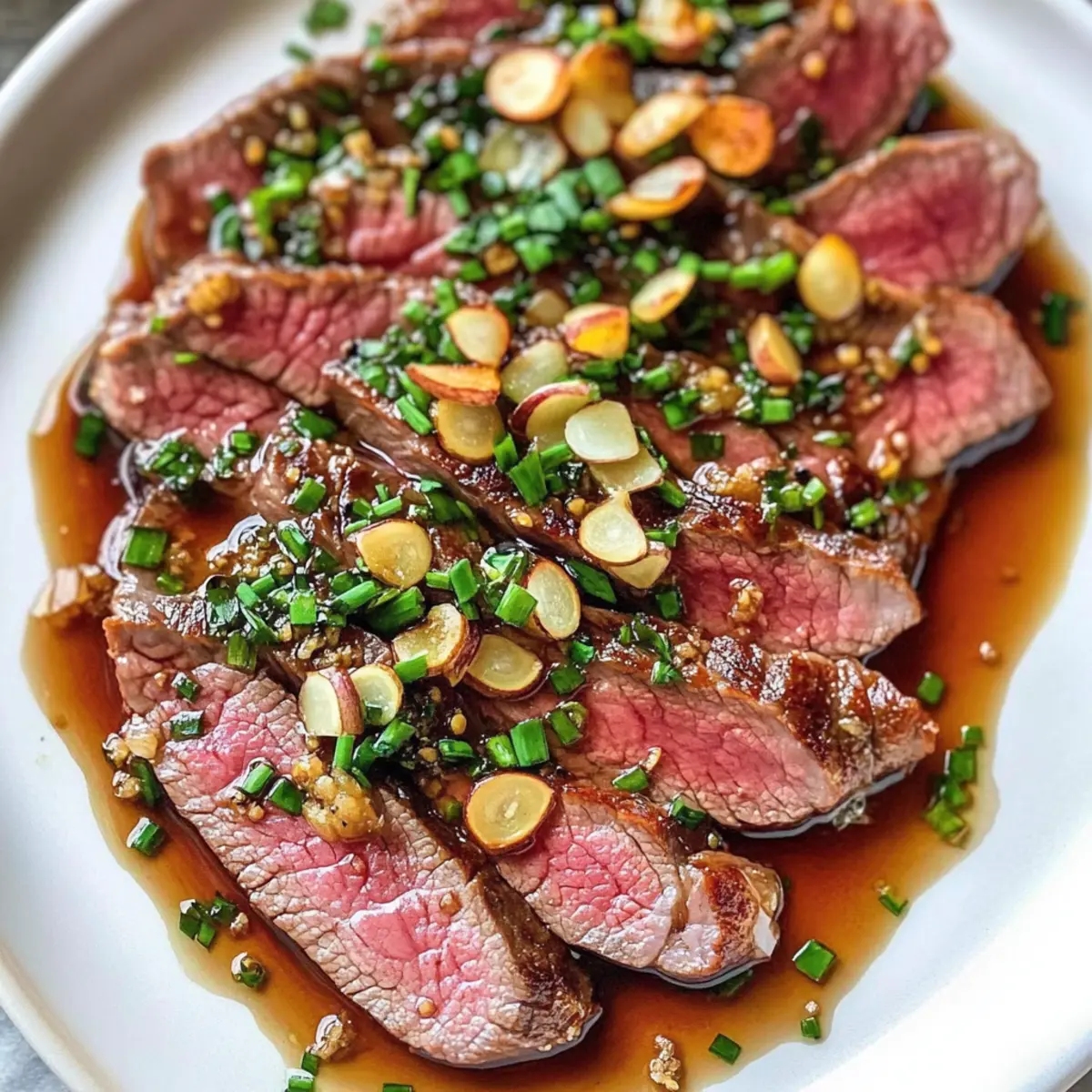 Rindertataki mit Knoblauchchips und Ponzu Genuss