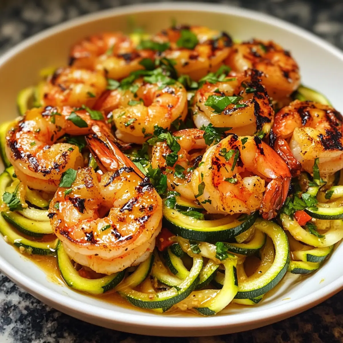 Zitrus gegrillte Shrimps Zoodles für frische Genussmomente