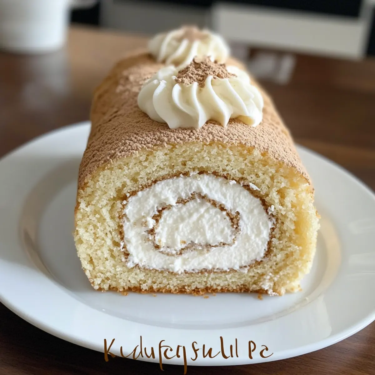 Kaffeekuchenrolle mit stabilisierter Kahlúa-Schlagsahne