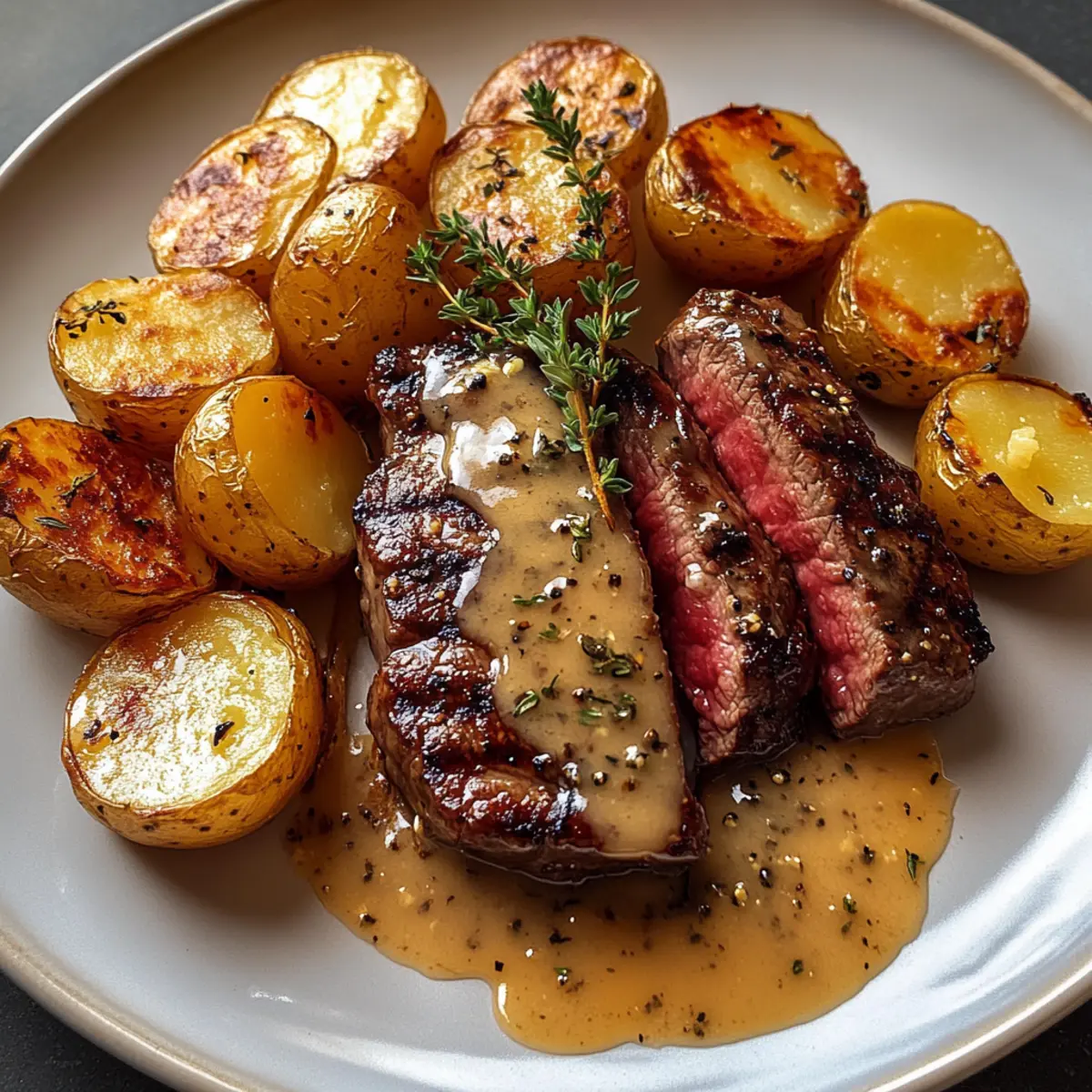 Cremige Honigbutter Steak & Kartoffeln - Genuss Pur!