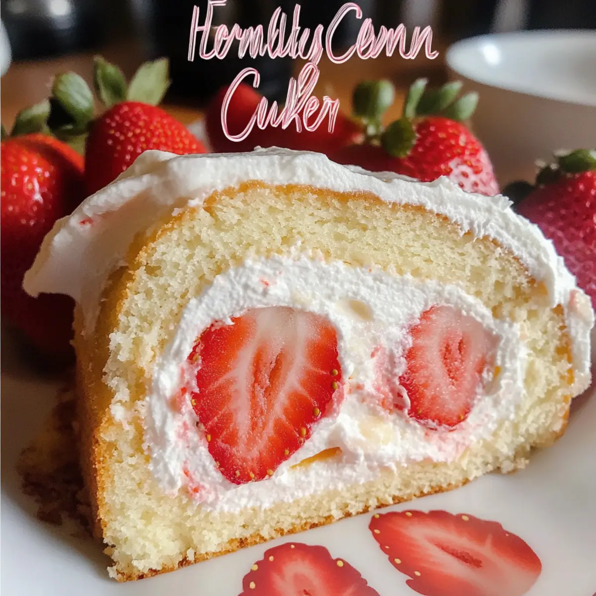 Frischer Erdbeer- und Sahne-Japanischer Kuchenrolle