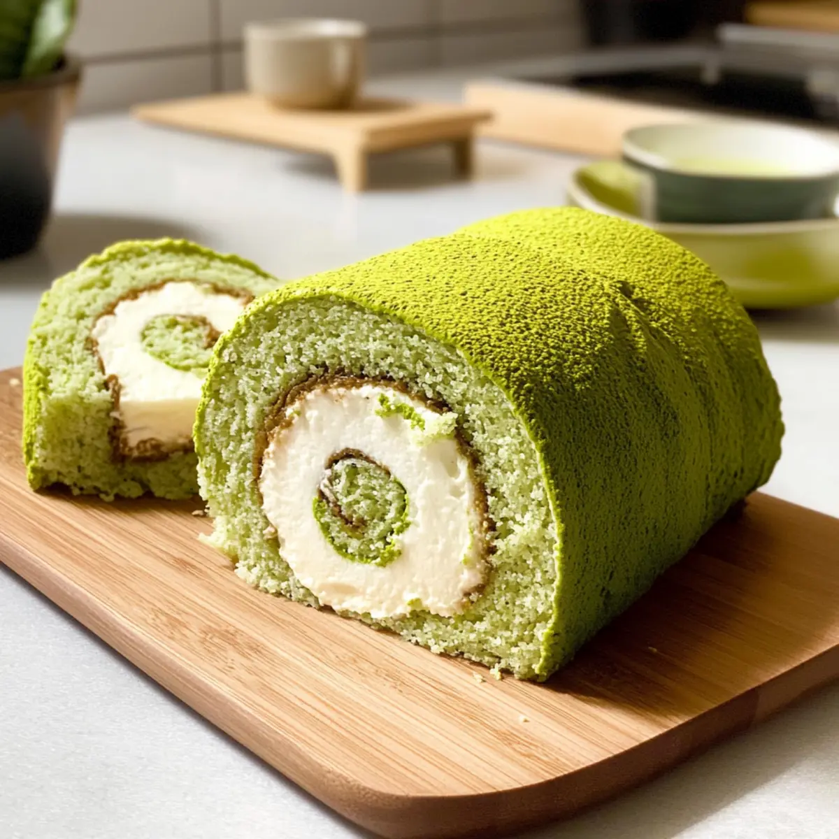 Matcha Weiße Schokolade Schweizer Rolle Rezept