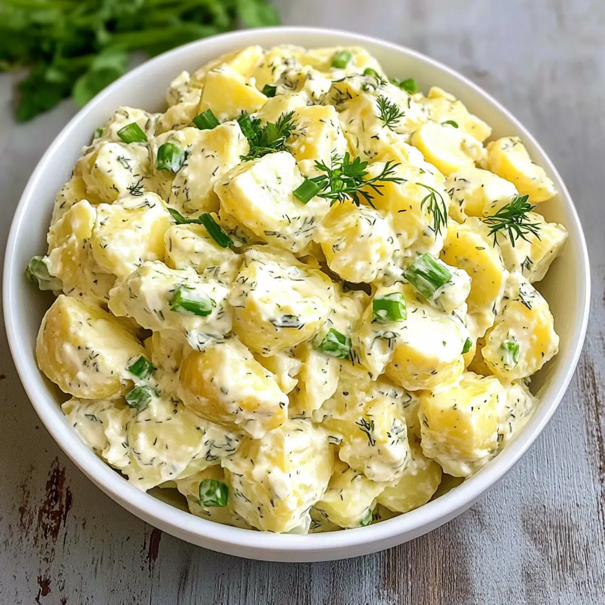Kartoffelsalat mit cremigem Dressing und Kräutern