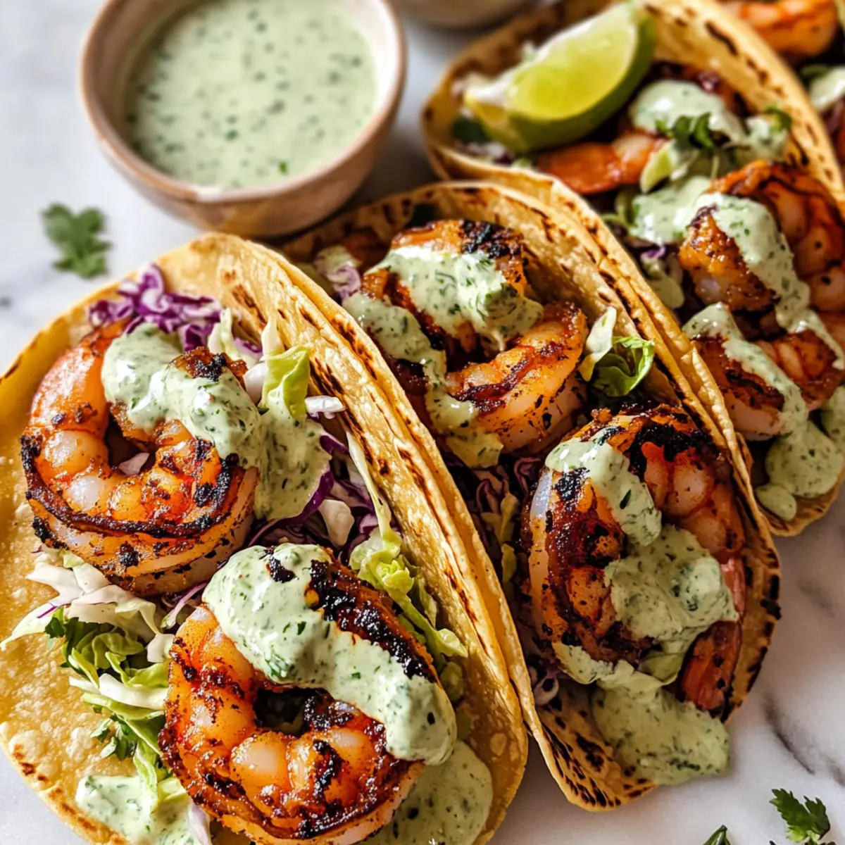 Garnelen-Tacos mit cremiger Limetten-Sauce