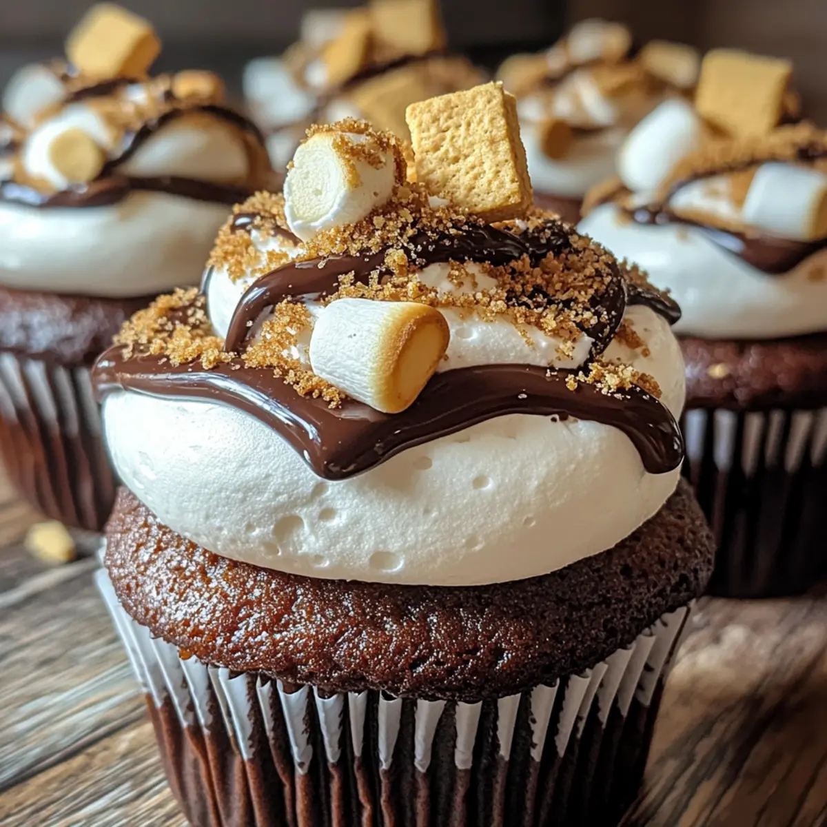 S'mores Schokoladen-Marshmallow Cupcakes für Genuss