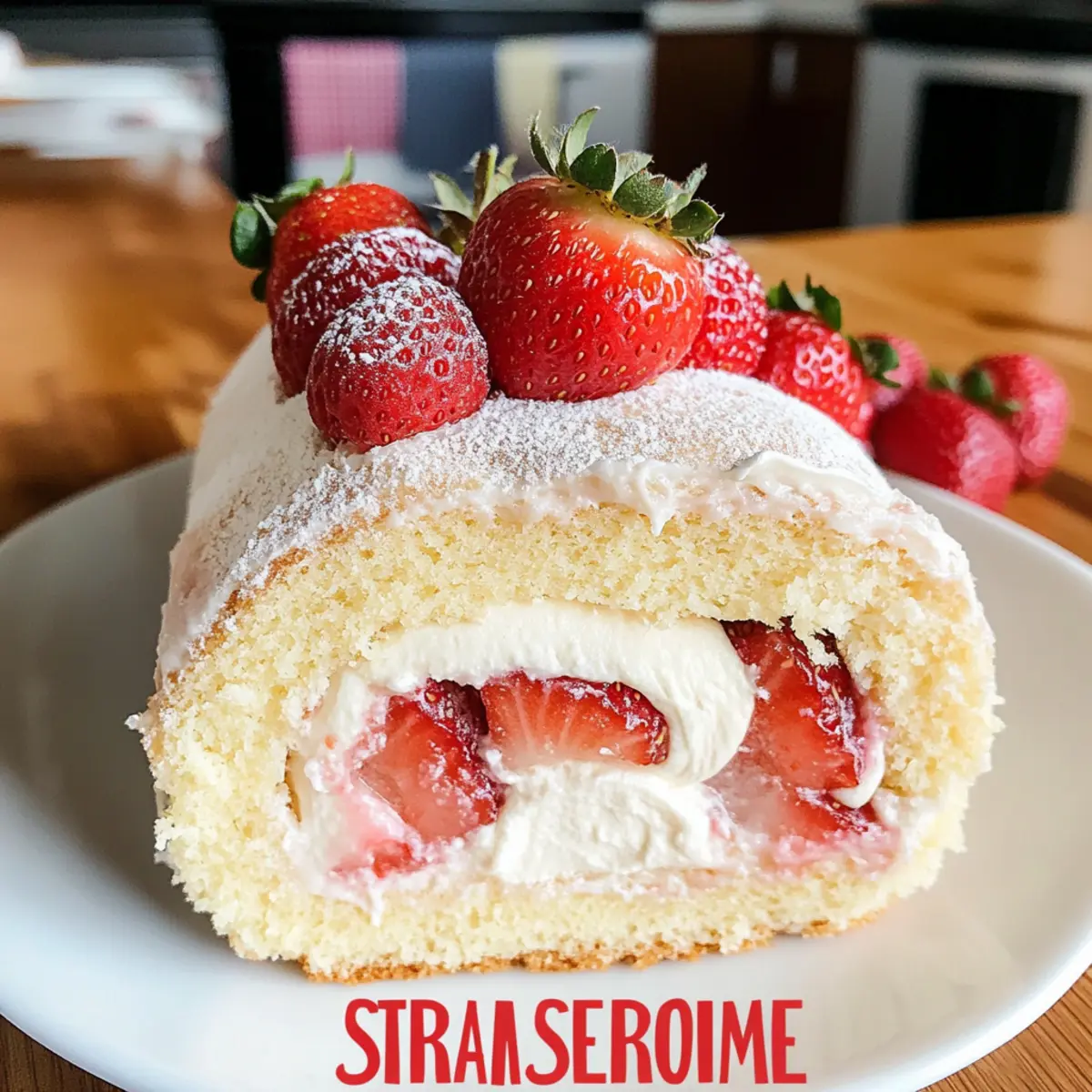 Erdbeeren und Sahne Biskuitrolle für jeden Anlass