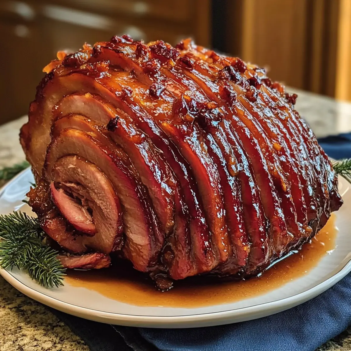 Süßer glasierter Schinken für festliche Feiern