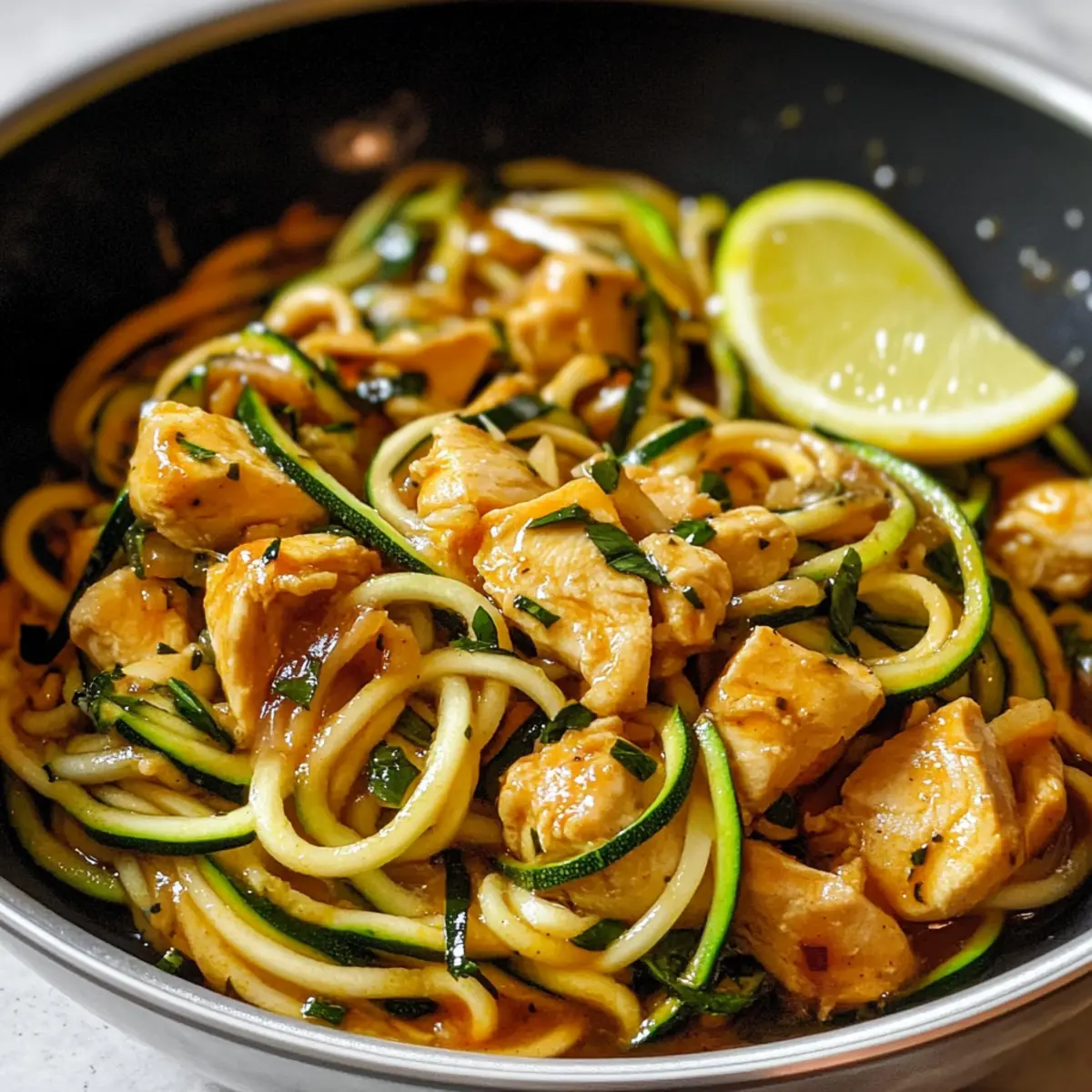 15 Minuten süß und würziges Hähnchen-Zoodles