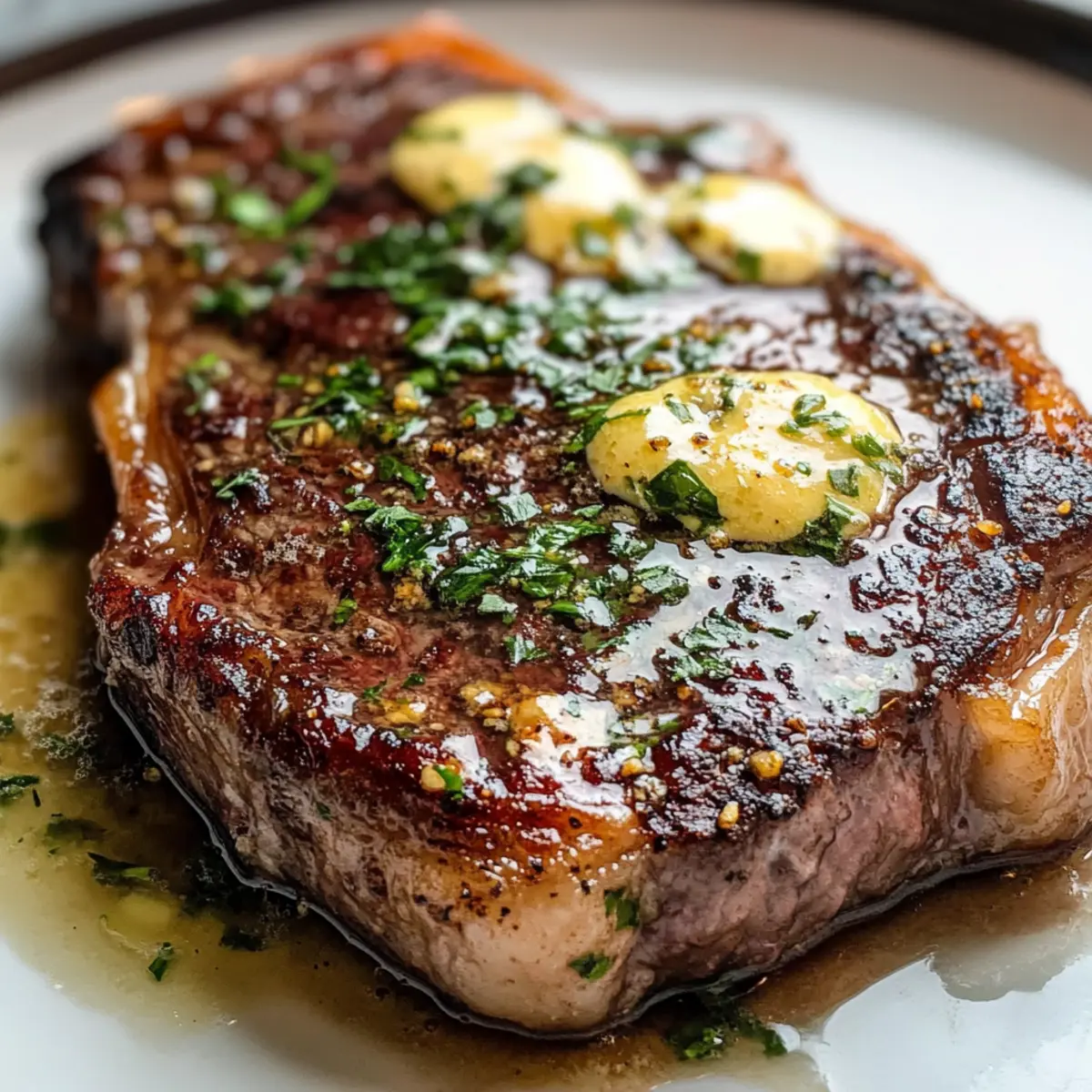 Bester Ribeye Steak mit Knoblauchbutter genießen