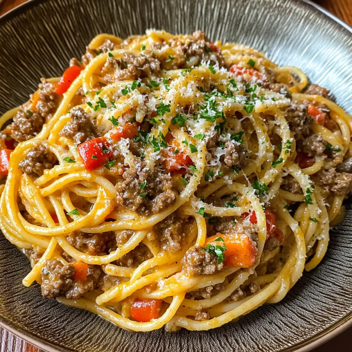 Cajun-Rindfleisch-Spaghetti mit cremiger Käse-Sauce