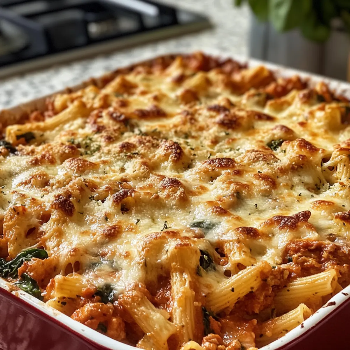Käse Türkei Spinat Nudel Auflauf für die ganze Familie