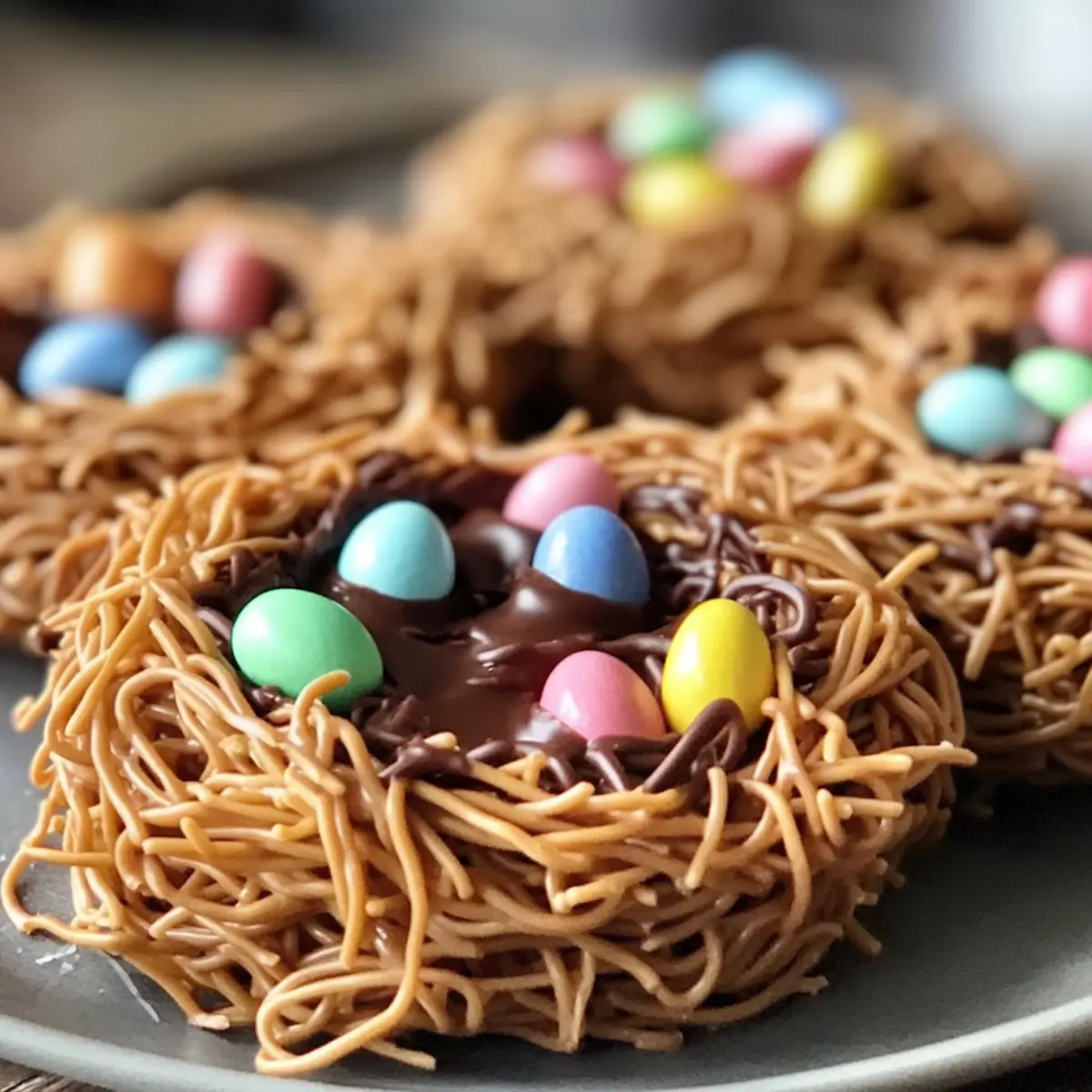 Schokoladen-Vogel-Nest-Kekse für Ostern genießen