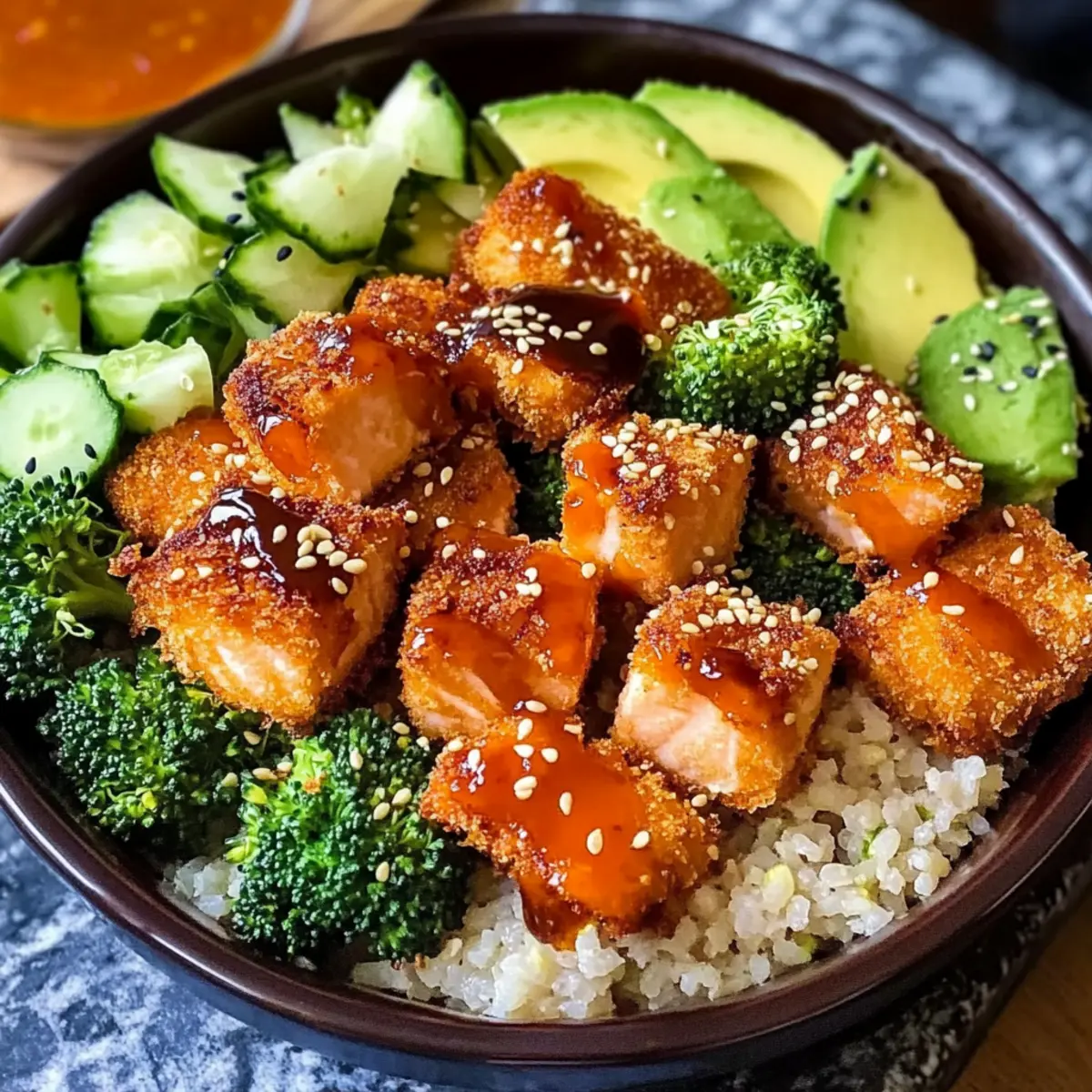 Crispy Bang Bang Lachs Bissen Schalen für Eilige