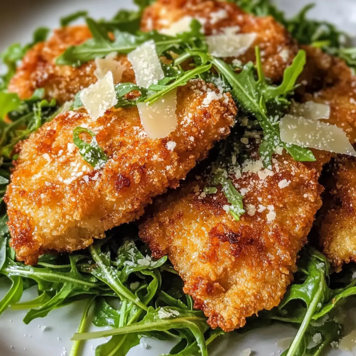 Knuspriges Frittierte Hühnchen mit Rucola und Parmesan