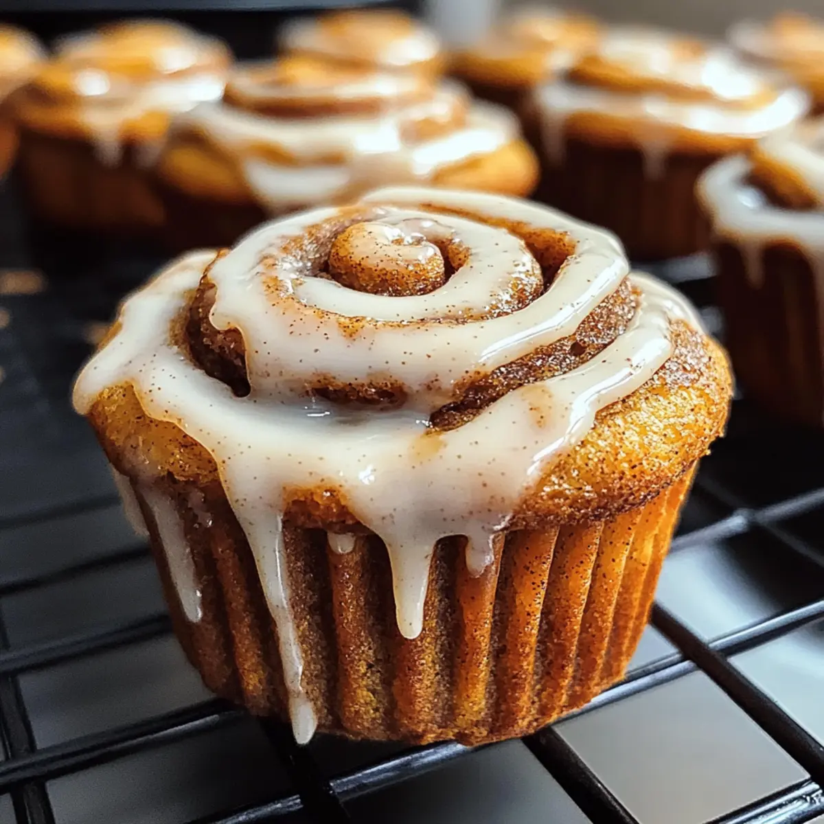 Köstliche Kürbis Zimt Roll Muffins mit Glasur