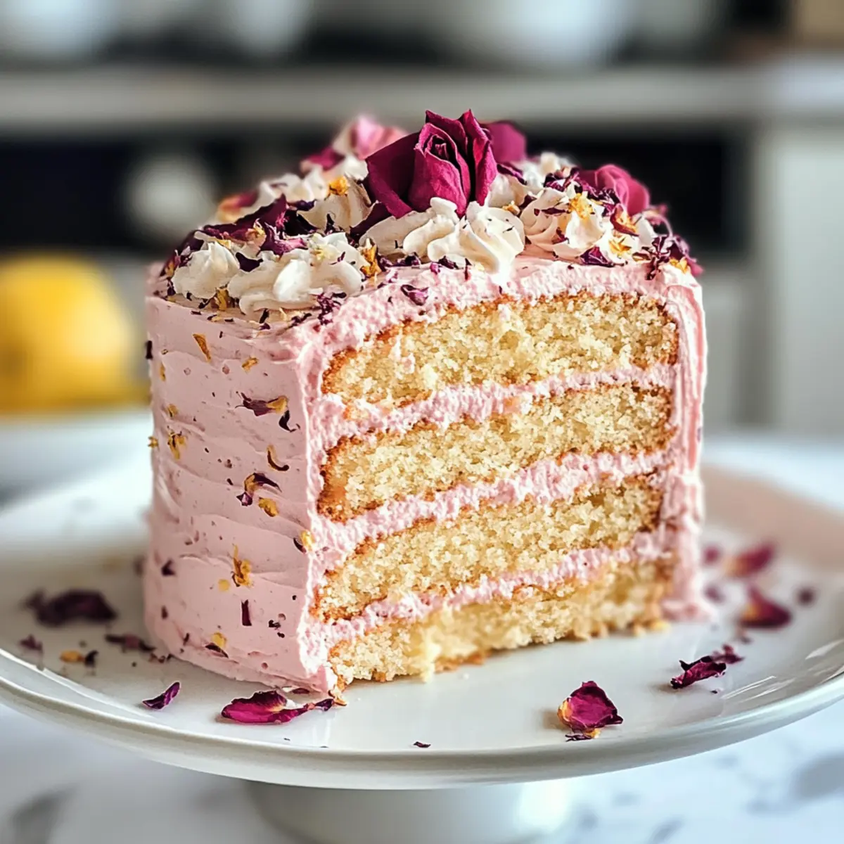 Entzückender Romantischer Rosen- und Zitronenkuchen