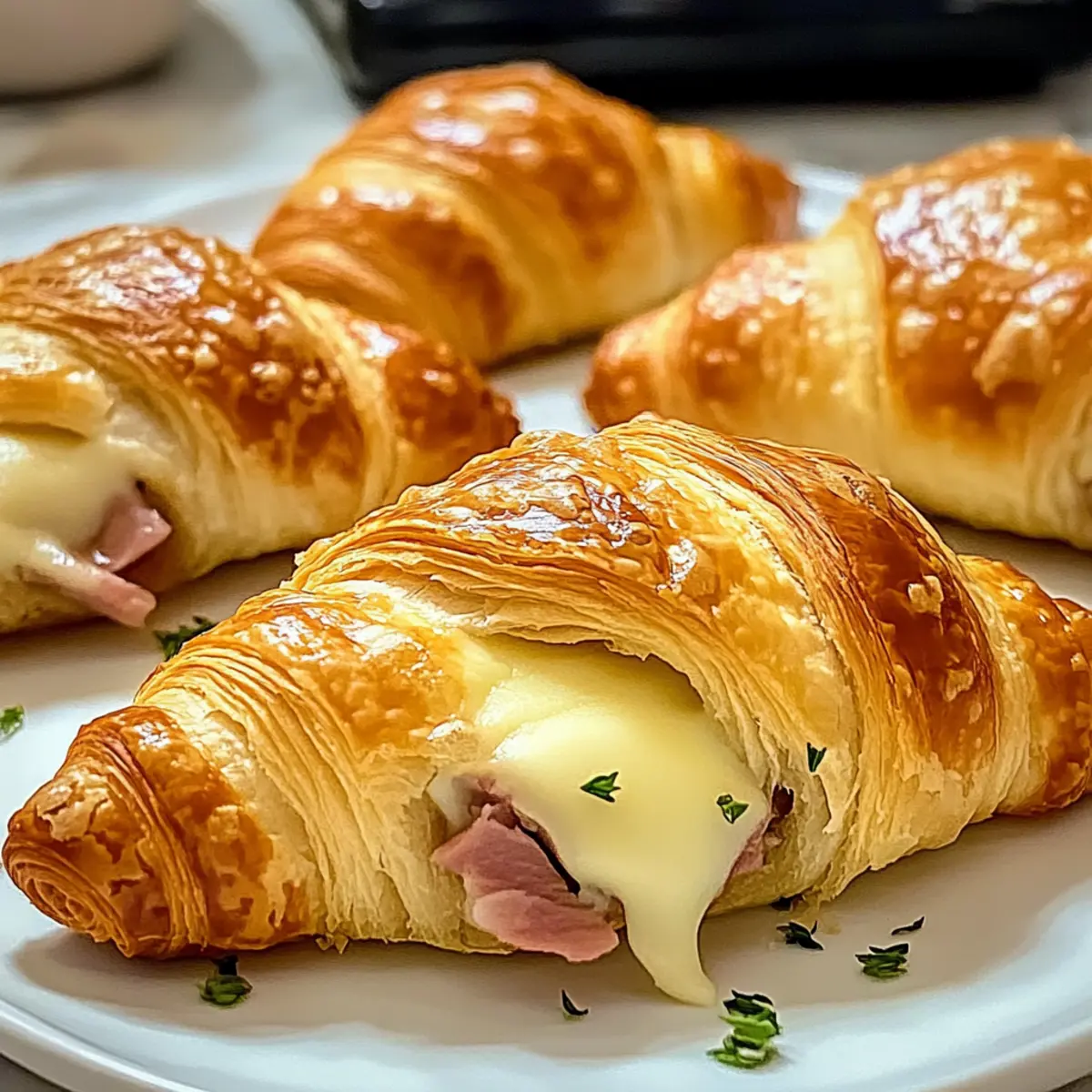 Einfache Heißluftfritteuse Rindfleisch Schinken Käse Croissants