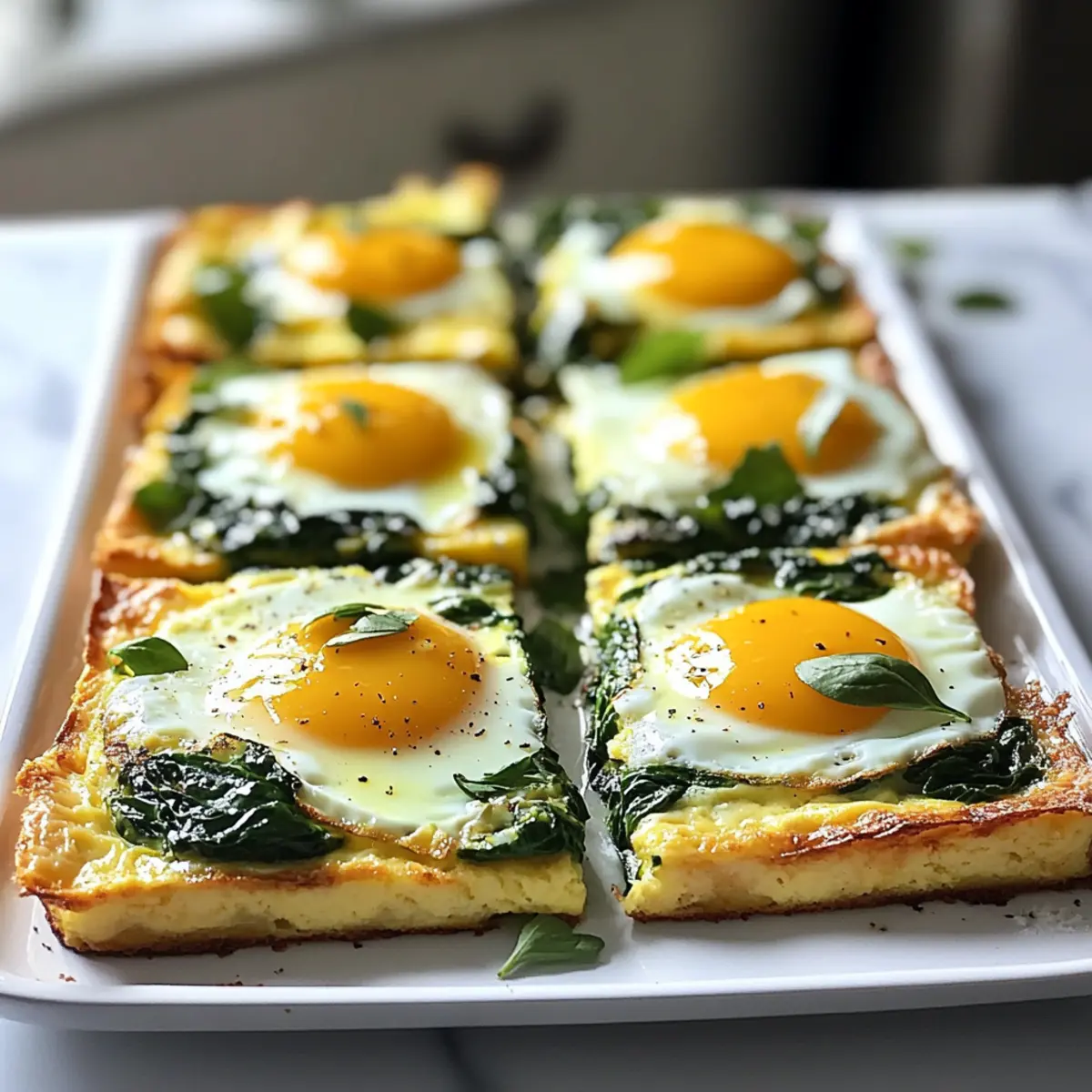 Fluffige Blechpfanne Eier mit Spinat für dein Frühstück