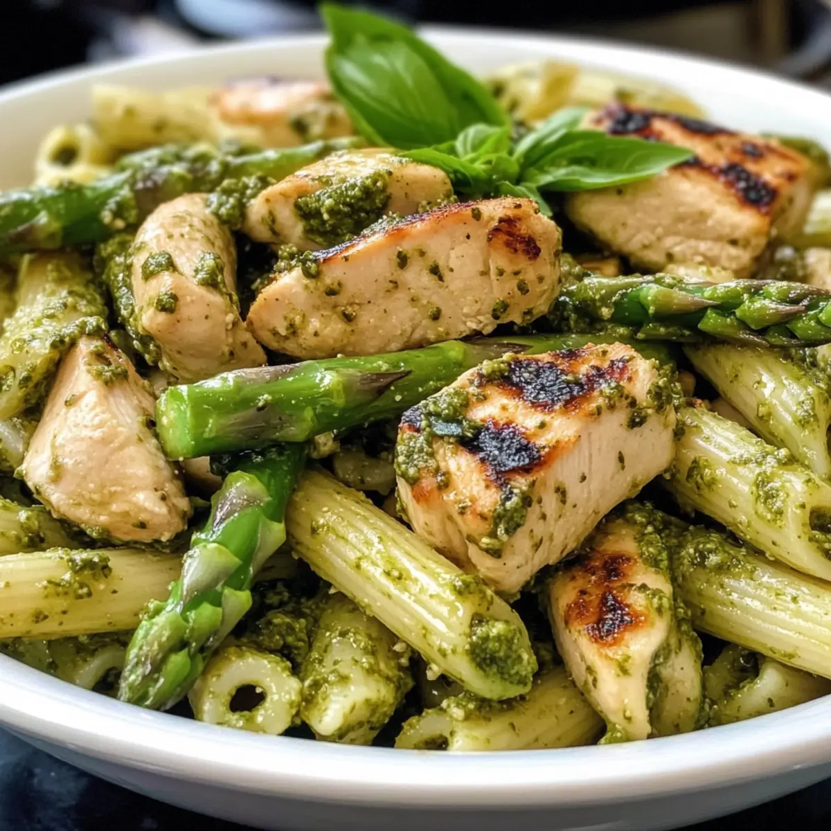 Frisch & geschmackvoll gegrillte Hähnchen-Asparagus-Pesto-Pasta