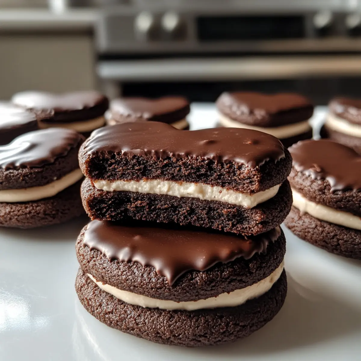 Herzförmige Schokoladen-Sandwich-Kekse für jeden Anlass