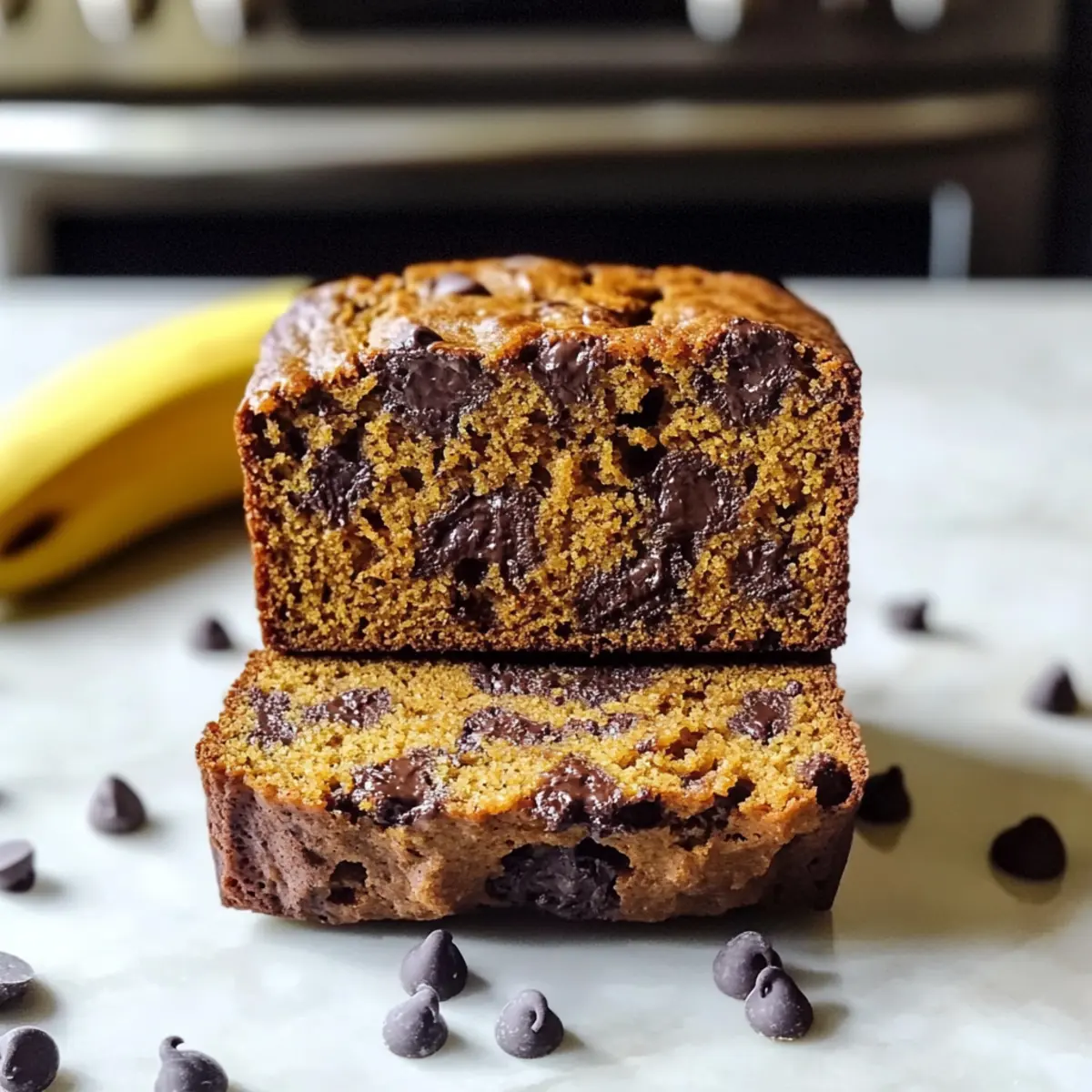 Frisch gemahlenes Kürbis-Schokoladen-Bananenbrot genießen