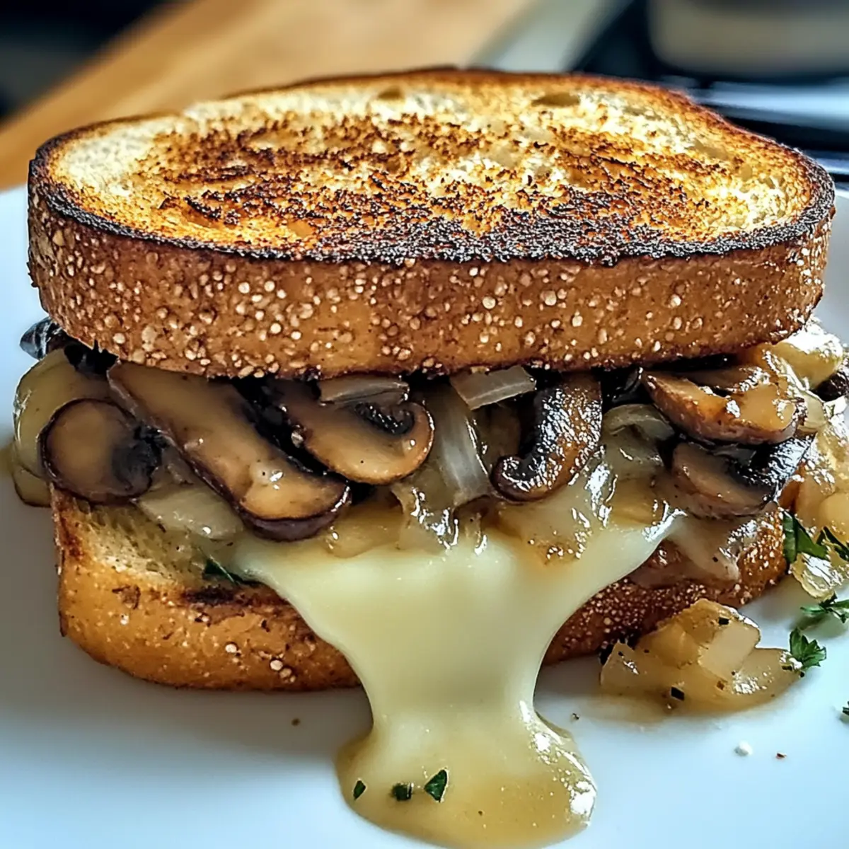 Unwiderstehliches Schweizer Pilzschmelz-Sandwich genießen