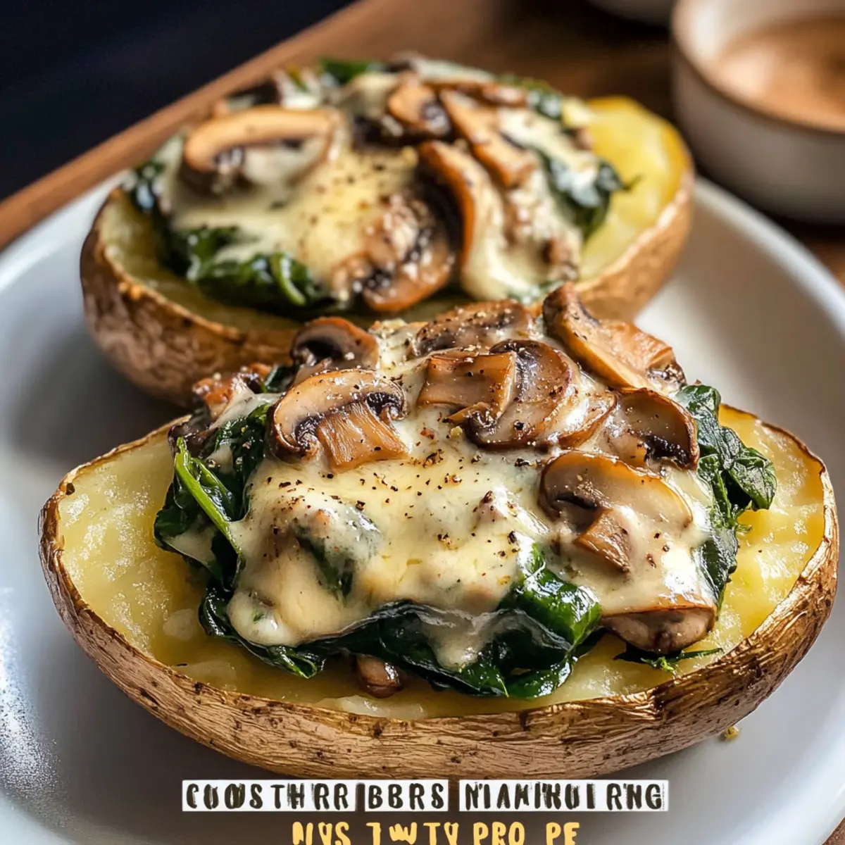 Backkartoffeln mit Spinat, Käse und Pilzen genießen