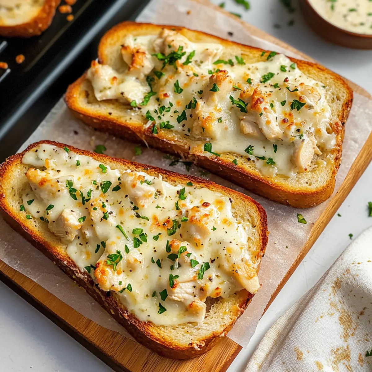 Hühnchen Alfredo Knoblauchbrot – Komfort auf dem Teller