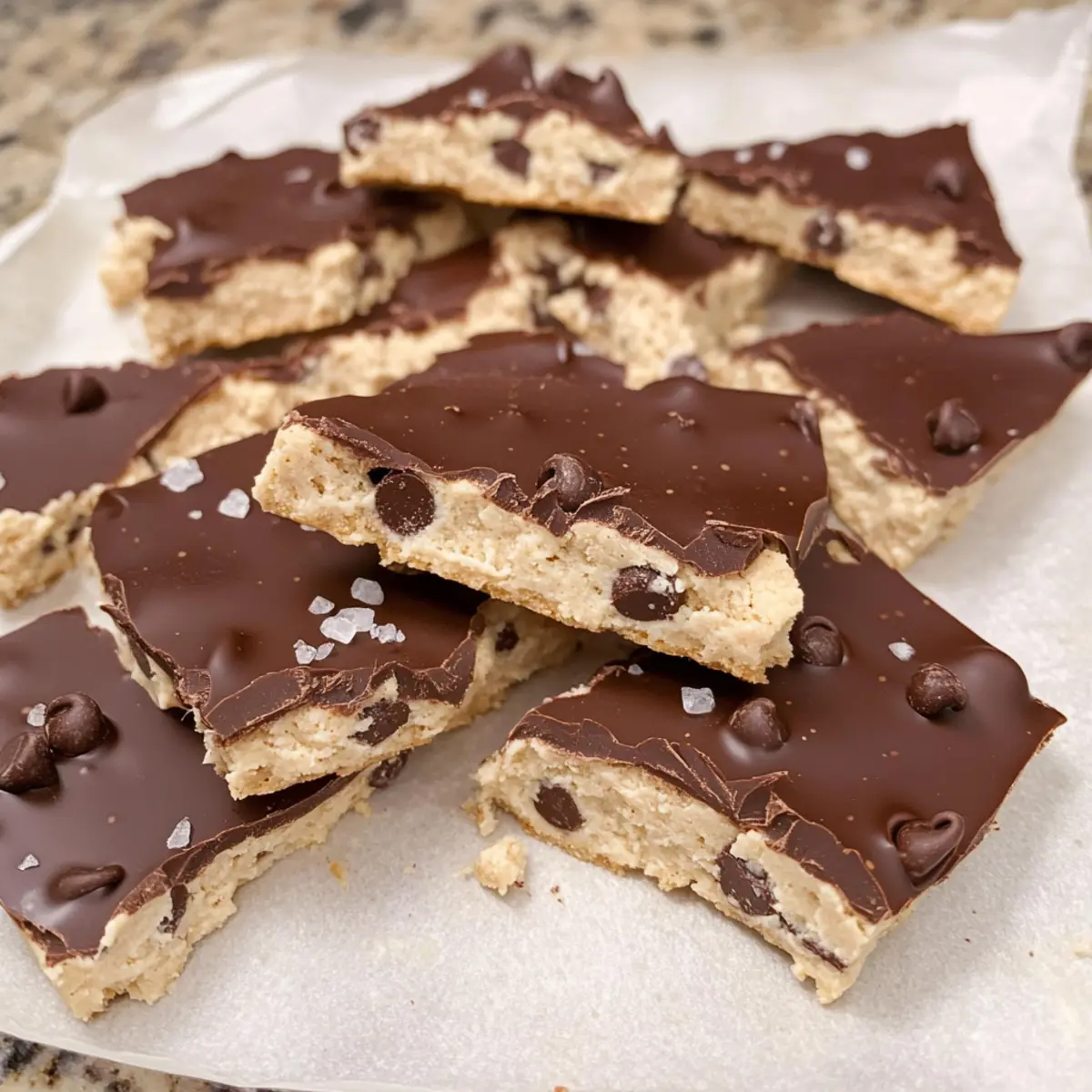 Hüttenkäse Keks-Teig Bark ohne Backen genießen