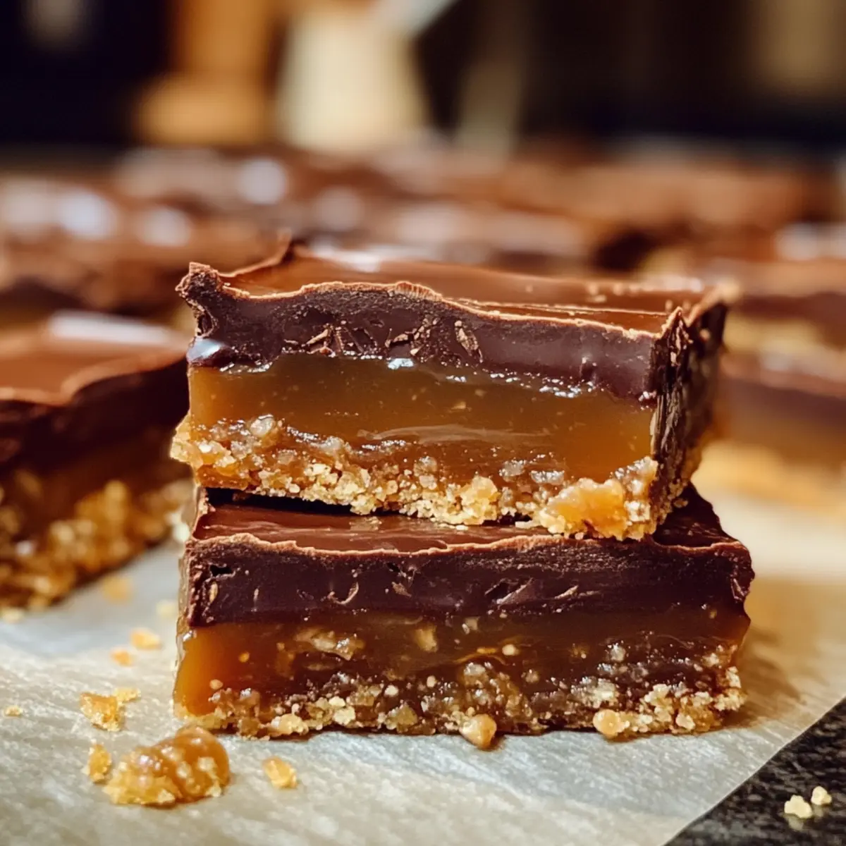 Dekadente Karamell Schokoladen Crunch Riegel ganz einfach