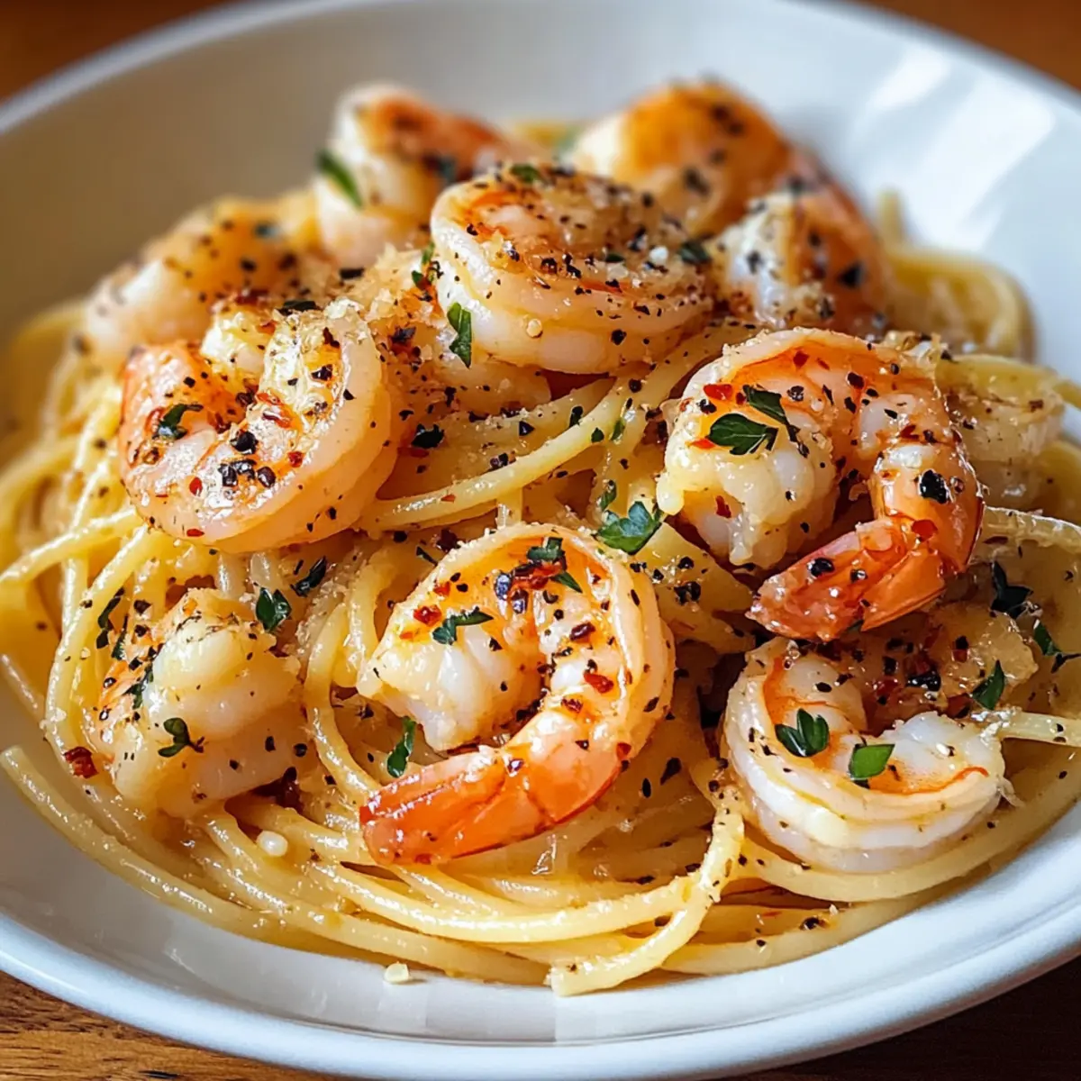 Einfache Knoblauchbutter-Garnelen-Pasta liefert cremig