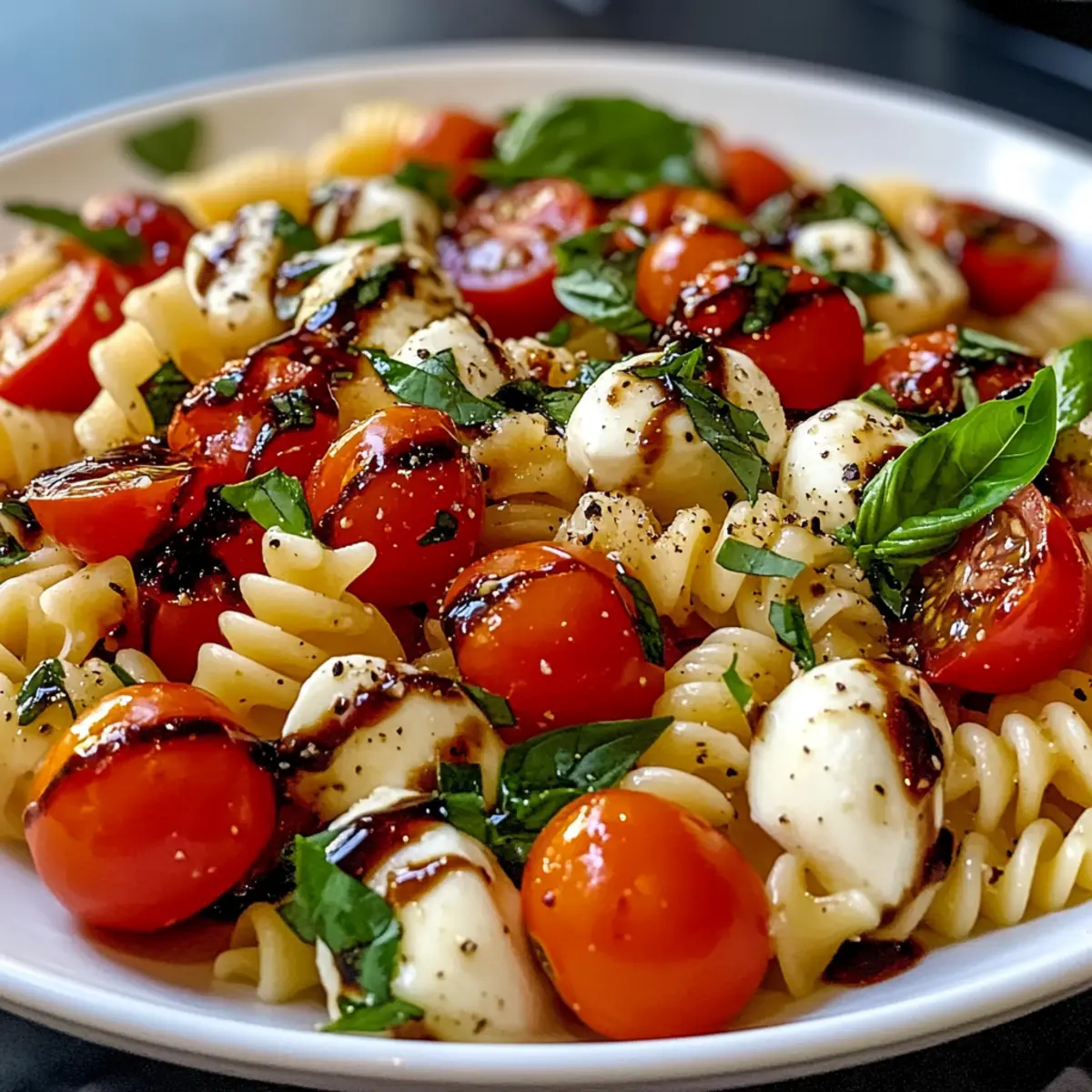 Frischer und köstlicher Frühlings-Caprese-Pasta-Salat