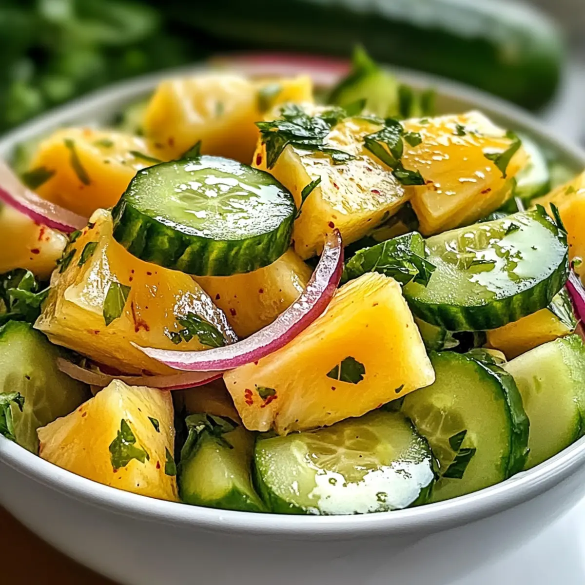 Erfrischender Ananas-Gurken-Salat für heiße Tage