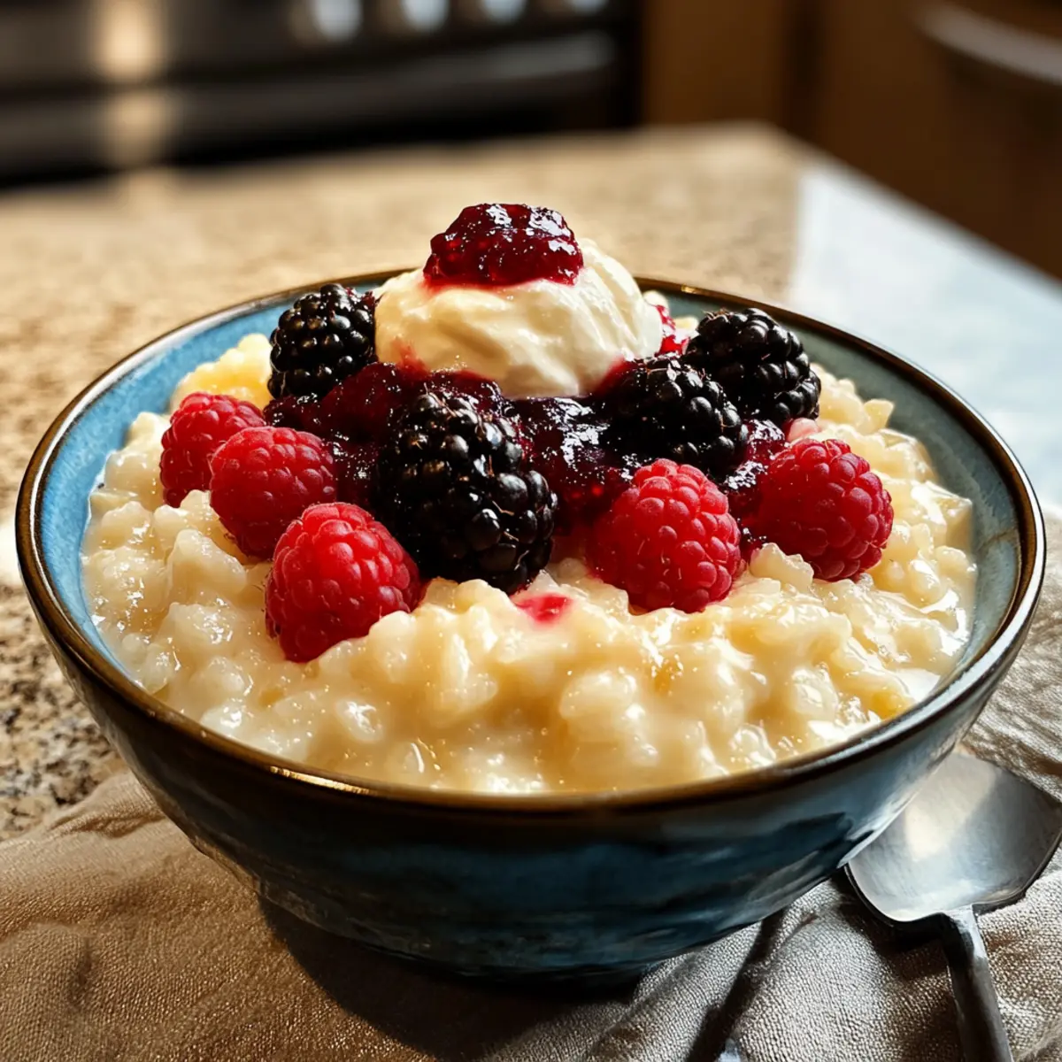 Reis Pudding Renaissance mit saisonalen Früchten